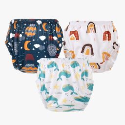 Chinmay Kids Baby Panty Boys and Girls Reusable Washable Printed Panty Pack of 3 - Multicolor-image-4