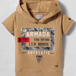 Noddy Knitted Half Sleeves Typography Printed Hoodie - Khaki-picture-18