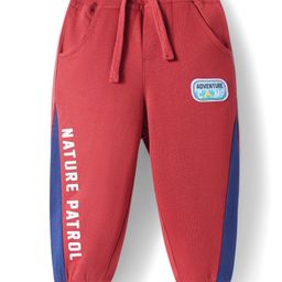 Babyhug Cotton Looper Knit Full Length Track Pant With Nature Patrol Print - Rust Orange-image-87