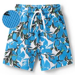 Pine Kids Looper Knit Mid Thigh Shorts With Abstract Print - Blue-picture-25