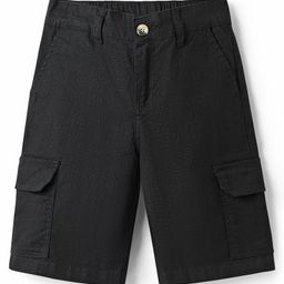 Pine Kids Cotton Elastane Woven Above Knee Length Solid Colour Shorts - Black-picture-44