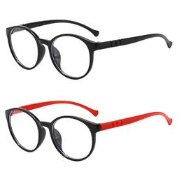 SYGA Pack of 2 Kids Anti-Blue Light Blocking Lightweight Retro Round Frame Glasses for Age 4 to 9 Years old (Black & Black and Red)-image-71