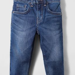 UCB Full Length Straight Fit Solid Color Denim Jeans with Back Embroidery - Navy Blue-image-3
