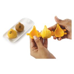 DS Modak Mould Three Fold Plastic Modak Maker for Ganpati Chocolate Modak Shaper Sacha Set Combo of 2 Size Modak Mould - Yellow image 2