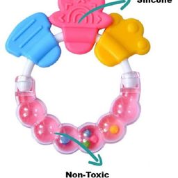 Enorme Silicone Candy Shape Cream Color Teething Soft Teether and and Round Shape BPA Free Silicone Bell Teether Ring for Babies image 2