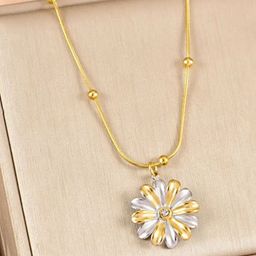 SALTY Stainless Steel Chameli Floral Pendant With Chain-picture-18