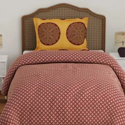 Boutique Living India Maroon Cotton Ethnic Motifs Single Bedsheet With 1 Pillow Cover-image-55