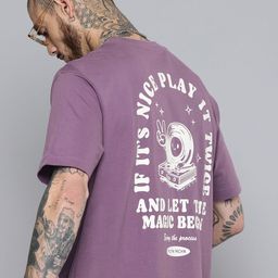 Flying Machine Printed Drop-Shoulder Sleeves Relaxed Fit Pure Cotton T-shirt-picture-43