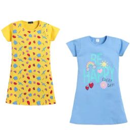 Todd N Teen Kids Yellow & Blue Printed Nighty (Pack Of 2)-image-30