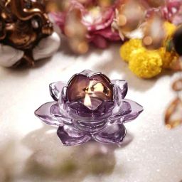 Pure Home and Living Purple Glass Lotus Shaped Tealight Holders - Set of 2-picture-9