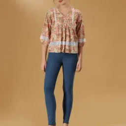 Cotton Culture Peach Floral Top-picture-38