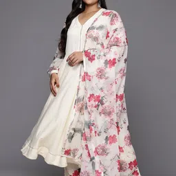 A PLUS BY AHALYAA Plus Size Women Regular Gotta Patti Anarkali Kurta Set-image-28