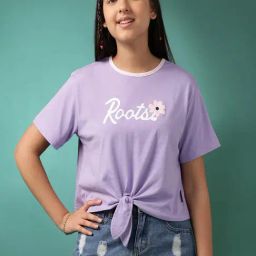 Lil Tomatoes Kids Purple Printed Crop Top-image-13