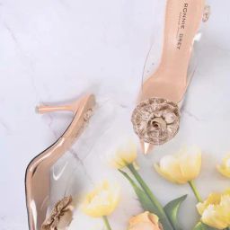 Ronnie Grey Women's Champagne Back Strap Stilettos-image-95