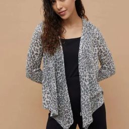 Code by Lifestyle Grey Cotton Printed Shrug-image-34