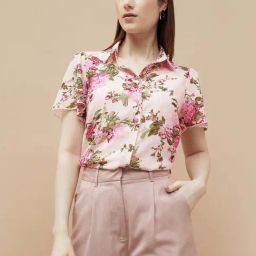Code By Lifestyle Pink Regular Fit Floral Print Shirt With Inner-picture-32