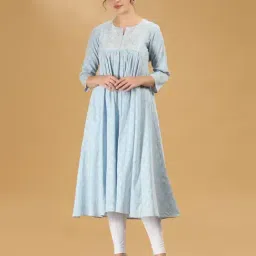 Cotton Culture Light Blue Floral Kurti-picture-25