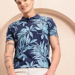 Mast & Harbour Tropical Print Polo Collar T-shirt-picture-19