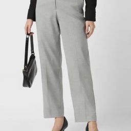 Van Heusen Women's Grey Print Regular Fit Trousers-image-55