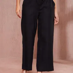 Fabindia Black Wool Regular Fit Trousers-image-23