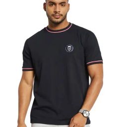 Octave Navy Cotton Regular Fit T-Shirt-image-14