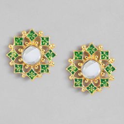 Estele Gold-Plated Floral Studs Earrings-43