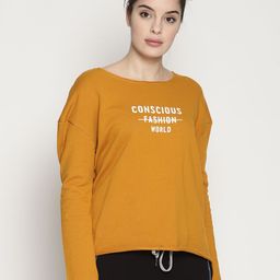 Soul Space Women Mustard Yellow Printed Sweatshirt-image-44
