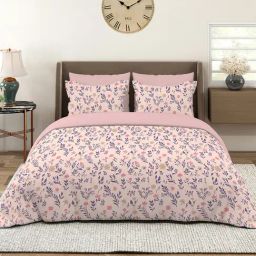 Layers Pink Cotton Floral King Bedsheet With 2 Pillow Covers-image-71