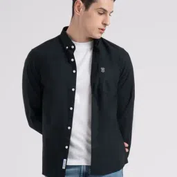 Red Tape Black Cotton Loose Fit Shirt-image-76