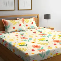 Klotthe Floral Multicolor 210 TC Cotton King Bedsheet with 2 Pillow Covers-image-55