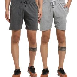 Vimal Jonney Grey & Dark Grey Regular Fit Shorts - Pack of 2-image-92