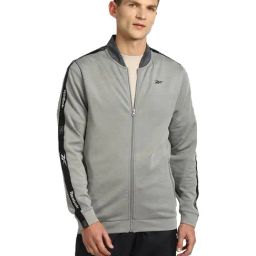 Reebok Grey Full Sleeves Mandarin Collar Jacket-image-11