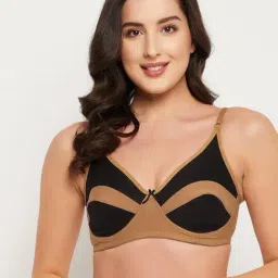 Clovia Beige Color Block Non-padded Bra-image-66