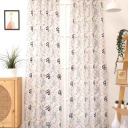 Ariana Beige & Blue Polyester 5 Ft Window Curtain - Single Piece-image-51