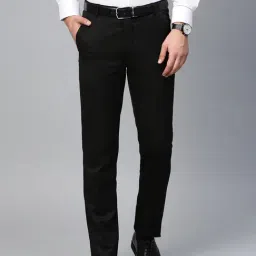 ManQ Black Slim Fit Flat Front Trousers-image-9