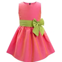A.T.U.N. Hot Pink & Lime Green Solid Dress-3