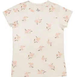 Kiddopanti Kids White Floral Print T-Shirt-image-45