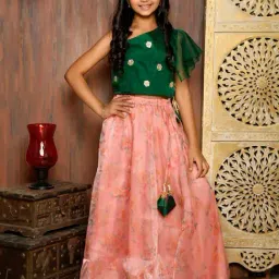LilPicks Kids Green & Pink Printed Lehenga Choli-image-78