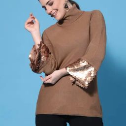 Mafadeny Brown Embellished Sweater-image-71
