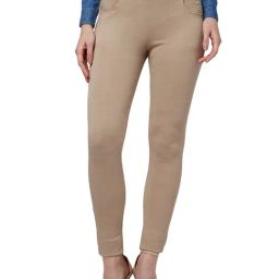 Park Avenue Beige Regular Fit Mid Rise Jeggings-image-2