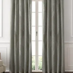 GM Self Taupe Polyester 7 ft Eyelet Ring Top Door Curtain - Set of 2-21
