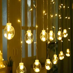 Xergy 12 Wishing Ball LED Curtain String Lights with 8 Flashing Modes (Warm White)-image-6