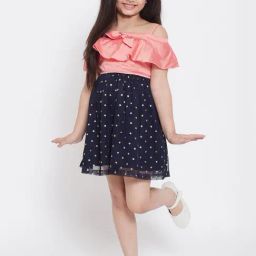 StyloBug Girls Peach Printed Dress-image-11