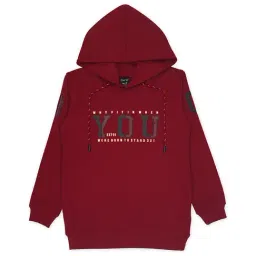 Cavio Kids Maroon Printed Full Sleeves Hoodie-image-49