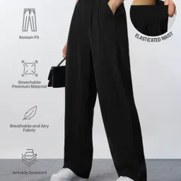 The Souled Store Black Korean Pants 3.0 Rich Black Women Pants-picture-14