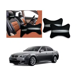 Auto Pearl Black Silver Strip Car Neck Cushion/Neck Pillow Compatible with BMW 525i-42