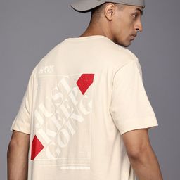 HRX by Hrithik Roshan Men Typography Printed Bio Finish Oversized T-shirt-image-55