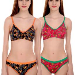 AROUSY Black & Red Cotton Printed Bra Panty Set - Pack Of 2-picture-15