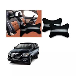 Auto Pearl Black Silver Strip Car Neck Cushion/Neck Pillow Compatible with Toyota Innova 2013 2015-32