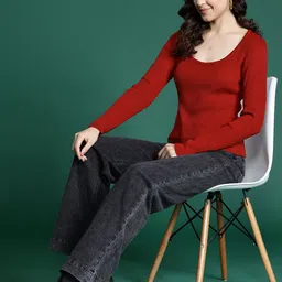 DressBerry Ribbed Scoop Neck Pullover-image-30